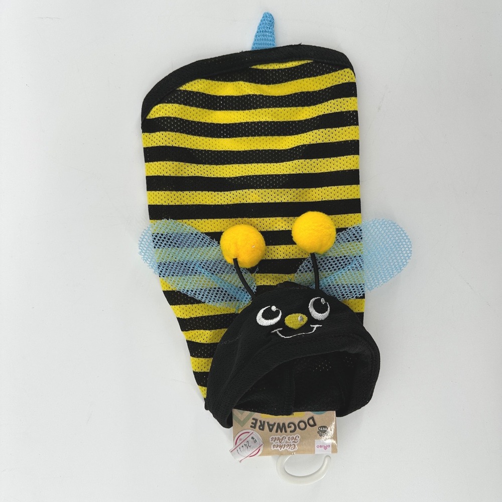 Daiso Honey Bee Dog Hoodie Costume Small Yellow Black Striped Mesh Pet Apparel